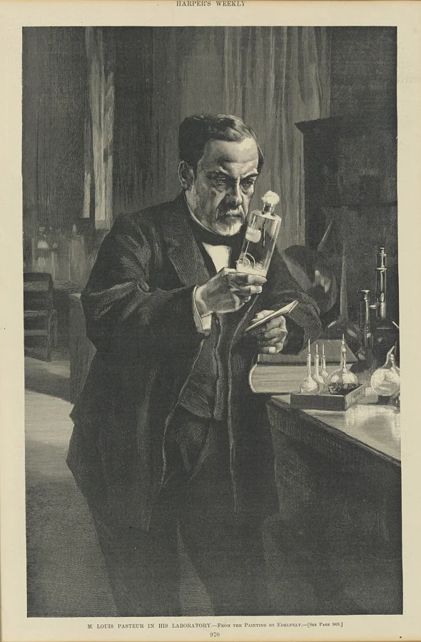 Louis Pasteur trong phòng thí nghiệm, tranh của Albert Edelfelt.